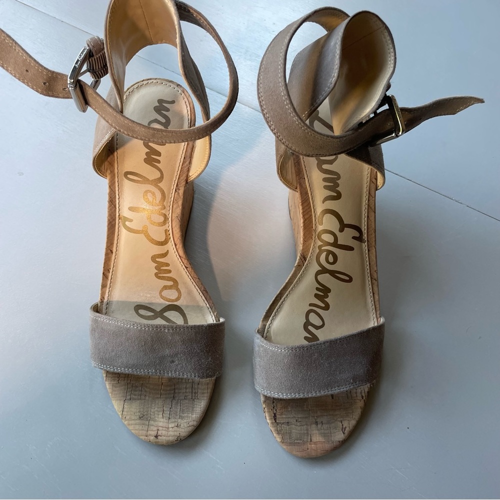 Sam Edelman Willow Elm Open Toe Wedge - Taupe/Putty - sz 7.5